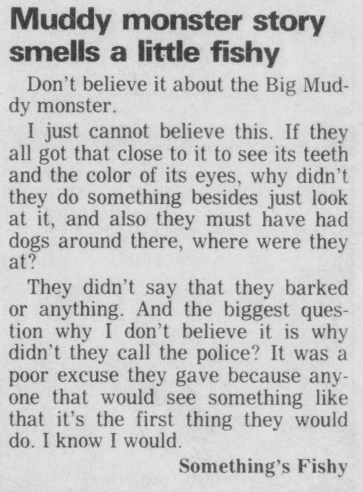 1988 Big Muddy letter to the editor